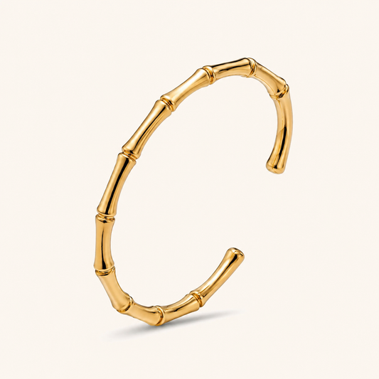 Bamboo Cuff Bracelet- 18K Gold Plated