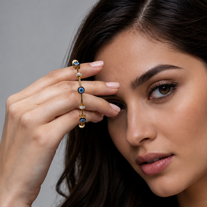 Elegant Evil Eye Bangle - 18K Gold Plated