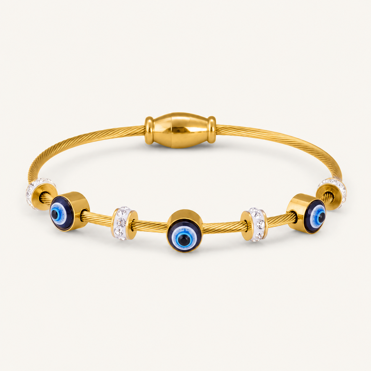 Elegant Evil Eye Bangle - 18K Gold Plated