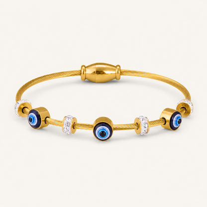 Elegant Evil Eye Bangle - 18K Gold Plated