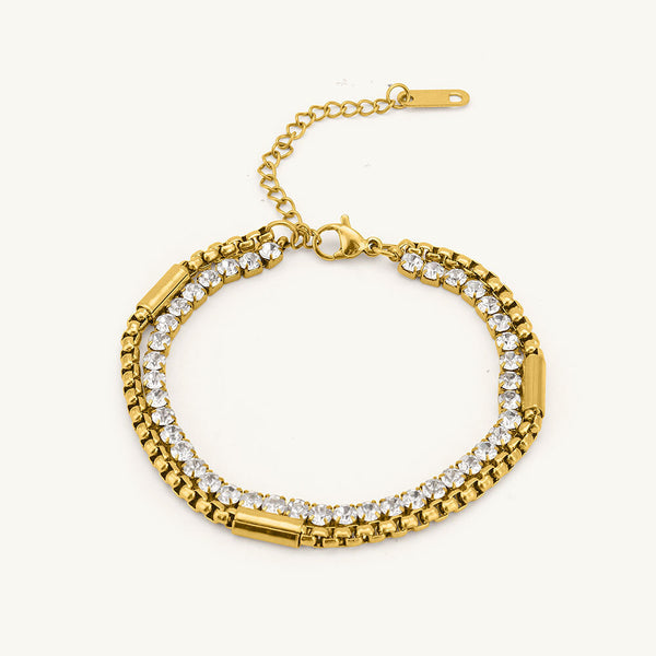 Golden Glamour Layered Bracelet-18K Gold Plated