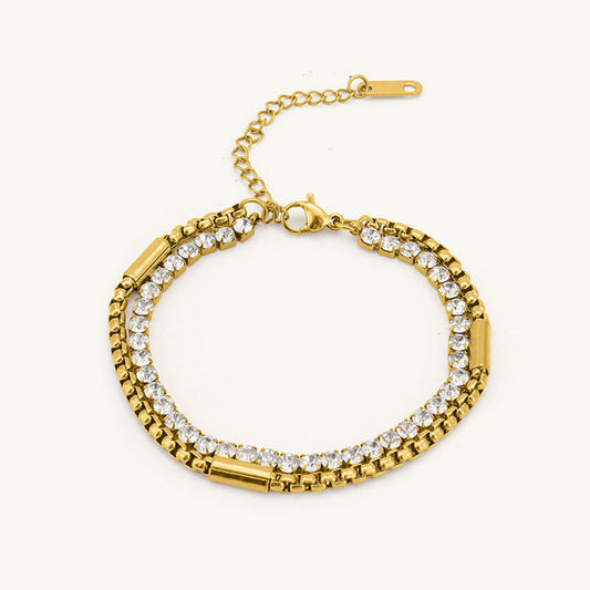 Golden Glamour Layered Bracelet-18K Gold Plated